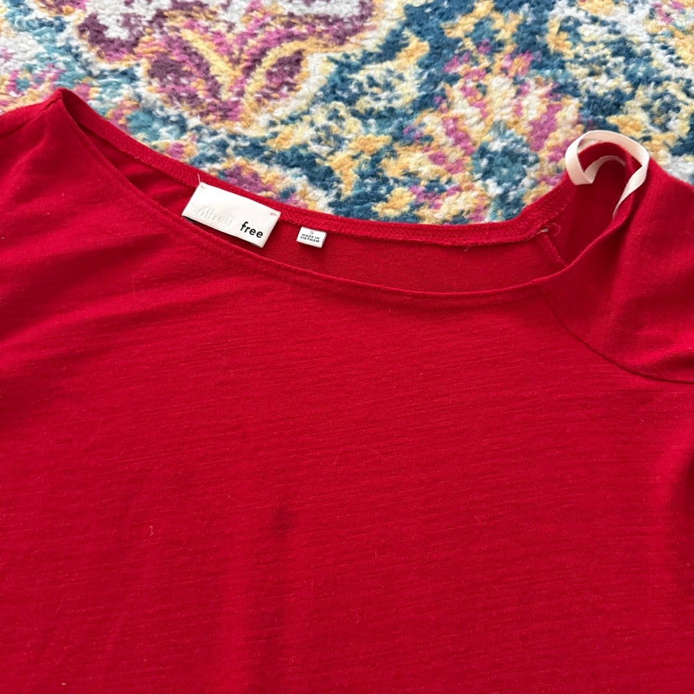 Aritzia Wilfred Free Red One Shoulder Knit Mini Dress - Picture 3 of 3